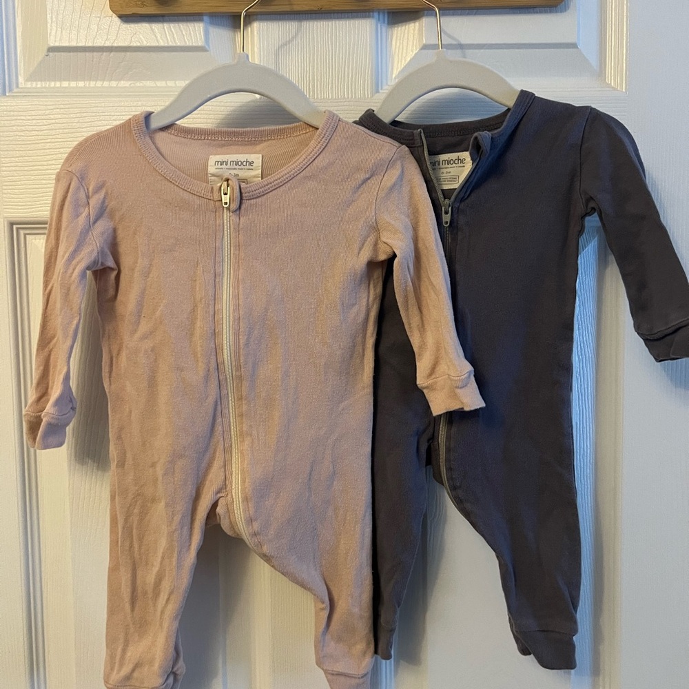 Mini Mioche Kids Footies - Soft Pink and Classic Gray